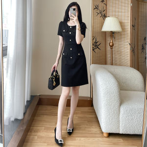 SUYE | Elegant Slim Fitting Black Office Dress Women
