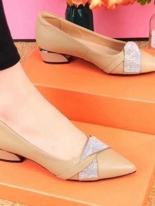 Soft Leather mid Heel Slip-On Womens Shoes Spring Autumn New Style British Style round Toe Fashion Single Shoes Comfortable Sole