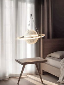 FANCY LAMP CLUB | Creative Planet Cartoon Modern Moon Bedside Pendant Light