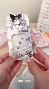 Cute Sanrio Cartoon Exquisite Nail Sticker For Kids Girls Three Dimensional Fun Fake Nail For Kids
