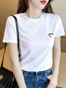 White Pure Cotton Short Sleeve T-Shirt Womens Simple Style Shoulder Top Summer Casual Body Fit Tee Korean Version New 2025