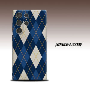 Navy Gold Argyle For Samsung Galaxy S26 S25 S24 A56 A36 Dual Layer Luxury Fashion Full Lens Protective Case