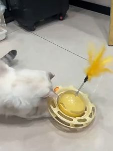 Pet Interactive Toys Cat Treat Dispenser Toy Turntable Pet Intellectual Track Tower Funny Cat Teaser