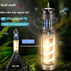 Đèn LED Sạc Cắm Trại Chống Muỗi Đèn Di Động Đa Chức Năng Chiếu Sáng Ngoài Trời Có Chân Máy Đèn Đuổi Muỗi Có Thể Điều Chỉnh Độ Sáng