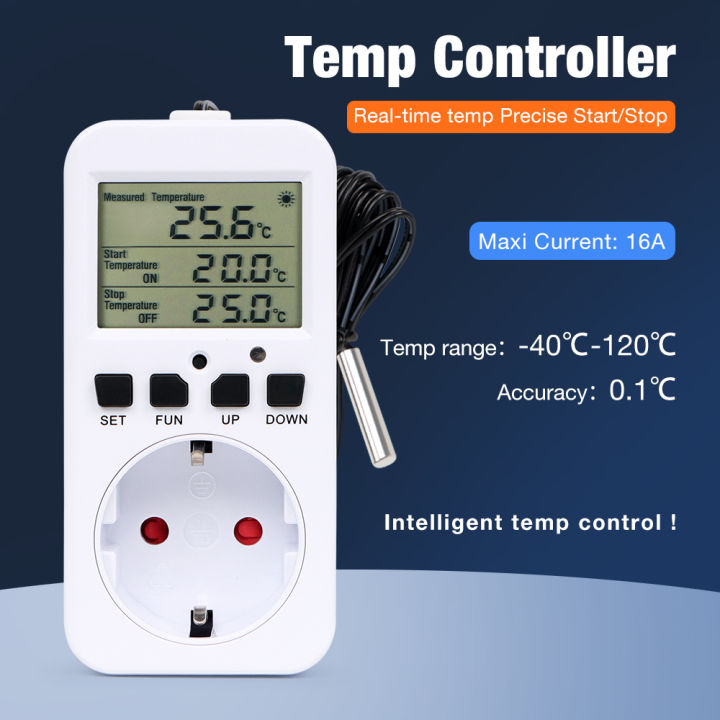 Digital Temperature Controller Socket 16A EU Plug Thermostat Timer ...