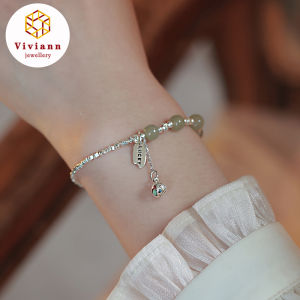 Viviann Original S925 Silver Hetian Jade Bracelet Jade Jasper Bracelet Charms Luxury Fine Jewelry Couple Personalized Beaded Bangle Women Holiday Gifts Silver Good Luck Tag Pendant Bracelets