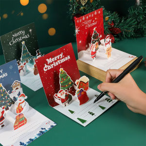 YESPERY 3D Pop UP Christmas Greeting Cards with Envelope Folding Merry Christmas Blessing Postcard Xmas Gift New Year Blessing Christmas Decoration