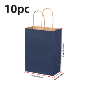 Brown Paper Bag with Handle 10 Pieces 5.9x3.15x8.27 Inch Gift Bag Kraft Paper Bag Used for Retail Parties Shopping Gifts