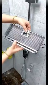 Not Punch Holes To Install Bathroom Shower Rack Tray With Hook Multifunctional Storage Shelf Adjustable Plastics Shower Rack