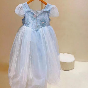 Princess Dress Blue Tulle Skirt Birthday Cake Childrens Summer Cotton Polyester A-Line Skirt Baby Girls Clothing Short Sleeve