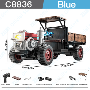 JJRC C8836 2.4G RC Car 4WD Full Scale Simulation Classic Retro Remote Control Tractor Model Machine Electric Toy for Kid Gift