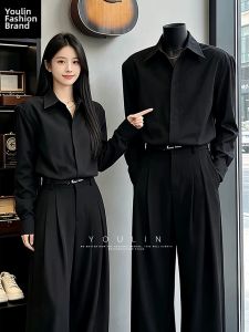 YOULIN | Black Drape Summer British Style Shirt