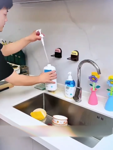 Wall Mounted Shower Gel Bottle Rack Punch-Free Suction Cup Hand Soap Holder Home Bathroom Accessory