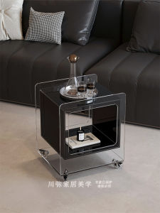 Acrylic Side Table Mobile Cocktail Cart Simple Design Home Use Sofa Caddy Bedroom Nightstand Storage Shelf Living Room