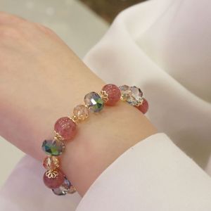 Vòng tay pha lê sang trọng nhẹ nhàng vòng tay thạch ach dâu tây giả thủy tinh mới vòng hạt chuỗi cho nữ