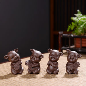 Premium Purple Clay Tea Pet Pig Home Indoor Tea Table Tray Decorative Ornaments Tea Set Accessories Wealth Attracting Zen Style