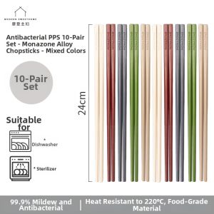 MODERN SWEETHOME | Antibacterial Mold-Resistant Dishwasher-Safe Alloy Chopsticks