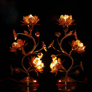 HENANSHENGZHONG | Gilded Lotus Offering Lamp for Buddha Guanyin Eternal Light