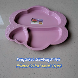 Piring Sekat Gelombang 8" Pink Melamine - Golden Dragon PC0408