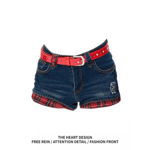 Quần Short Denim Cạp Thấp Ôm Vừa Vặn Cạp Cao Mùa Hè 2025 Dành Cho Nữ Quần Jeans Ngắn Màu Xanh Lam Có Khóa Kéo