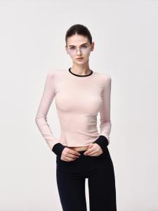 American Style Long Sleeve T-Shirt Womens Slim Fit round Neck Base Layer Shirt for Autumn High Waist Shoulder Length Sleeves