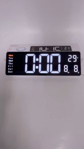 Jam Dinding Alarm Clock LED Digital 6626 White Light dengan Remote