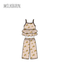 Milkbarn | Summer Sleeveless Ruffle Blouse & Wide Leg Trousers Set for Girls