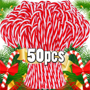 50pcs Acrylic Candy Cane Pendant / Christmas Tree Twisted Crutch Hanging Decorations / Christmas Glitter Candy Cane Crutch Pendant / Christmas Tree Hanging Decoration
