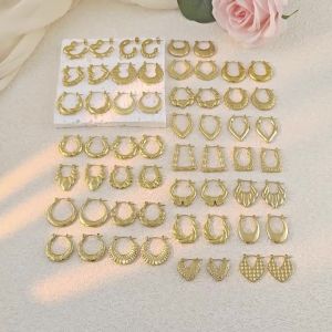 Wholesale Gold Plated Geometric Earring Vintage Heart Shaped Stainless Steel Hoop Earrings Fashion Jewelry