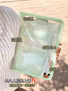 Large Capacity Exam Paper Storage Bag Transparent Handheld File Bag Tutoring Material Bag A4 Document Bag Zipper Student Use