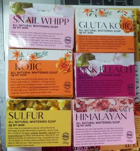 Bar Soap All Natural Soap Sulfur Snail Whipp Gluta kojic Pink Bleach Himalayan Pink Salt 135g