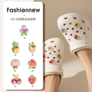 Phụ kiện khóa giày lỗ trái cây trong suốt cho Crocs DIY Các bộ phận trang trí có thể tháo rời bằng Bột Tạp chí