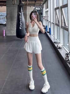 High Waist Yoga Sports Shorts Womens Loose Breathable Quick Dry Running Fitness Pants Thin Pocket Design Polyester Fiber