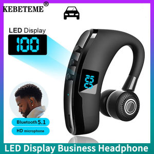 KEBETEME หูฟังธุรกิจ V9s 5.2บลูทูธสเตอริโอหูฟังไร้สายเพลงพร้อมจอแสดงผล LED หูฟังลดเสียงรบกวนเล่นกีฬาไมค์ HD