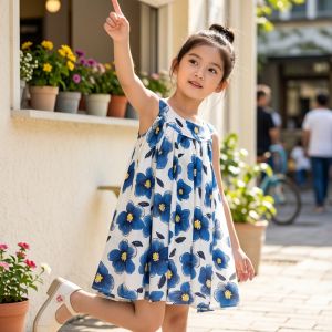 Summer Lightweight Han-style Forest-inspired Printed Flared Sleeveless Jumper Dress