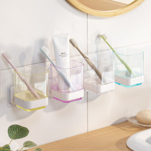 Wall Mounted No Drilling Toothbrush Tumbler Holder