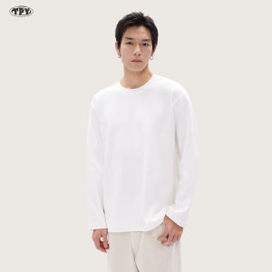 Áo Thun Cotton Cổ Tròn Dài Tay TPY 320g Phong Cách Retro Màu Trơn Mùa Thu Cho Nam Và Nữ Áo Thun Dài Tay Phong Cách BF