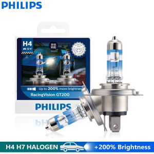 Philips | Philips H4 H7 Car Halogen Headlight RacingVision GT200 +200% Power Bright Light 12V Original Upgrade Lamps High Low Beam ECE