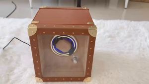 ไฟLED กล่องหมุนนาฬิกา 6 เรือน(หนังแท้+กำมะหยี่ภายใน) Watch Winder กล่องนาฬิกา กล่องหมุนนาฬิกาอัตโนมัติ