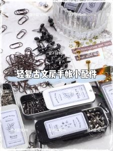 Light Retro Mini Paperclip Accessories Patchwork Fixation Tool Double Foot Nail Hole Punching Air Eye Nail