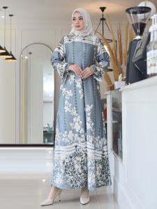 Promo Gamis Silk Premium Quality Motif TERATAI Terbaru Dress Jumbo Murah Terlaris