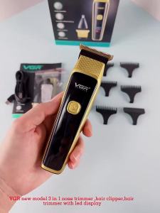 VGR | Bộ Cắt Tóc Điện VGR 366 Retro 3 Trong 1 Kèm Máy Tỉa Lông Mũi Tai Râu Màn Hình Kỹ Thuật Số Lưỡi Dao Bằng Thép Không Gỉ Dùng Cho Đầu Và Thân Thể