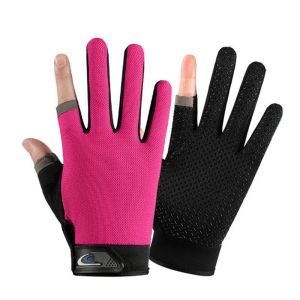 Sun Protection Ice Silk Anti-Slip Fishing Finger Gloves