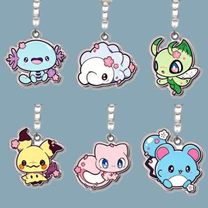 Keeppley | Celebi Mew Vulpix Furret Ditto Jolteon Flareon Original Acrylic Handmade Cute Cartoon Anime Keychain Pendant Toy Gift