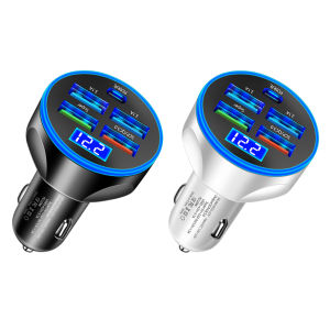 Universal Car Charger 20W 5 Ports Fast Charging Adapter for All Smartphones and Tablets in Black