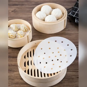 【READY STOCK】200 Pieces Raw Wood Pulp Non-stick Paper/Double-Sided Small Round Baking/Circular Steamer Paper 7.5cm-16cm