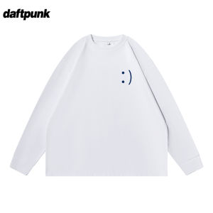 Áo Thun Dài Tay Vải Cotton Polyester Thường Ngày Dành Cho Nam Và Nữ Họa Tiết Mặt Cười Phong Cách Đường Phố Thương Hiệu Thời Trang