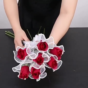 【3.6m】Pearl Wave Yarn Edge Valentines Day DIY Flowers Wrap Mesh Yarn Gift Bouquet Pack Pearl Pleated Yarn