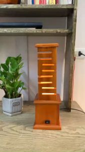 Đèn ngủ gỗ tự nhiên kiểu dáng hiện đại nhỏ gọn kích thước 12x12x38