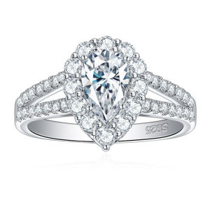 แหวนหยดน้ำ Moissnaite 2ct ของแท้ผ่านการทดสอบเพชรสำหรับเครื่องประดับงานแต่งงาน S925ชุบทองคำขาว18K ผ่านการรับรองมาตรฐาน GRA